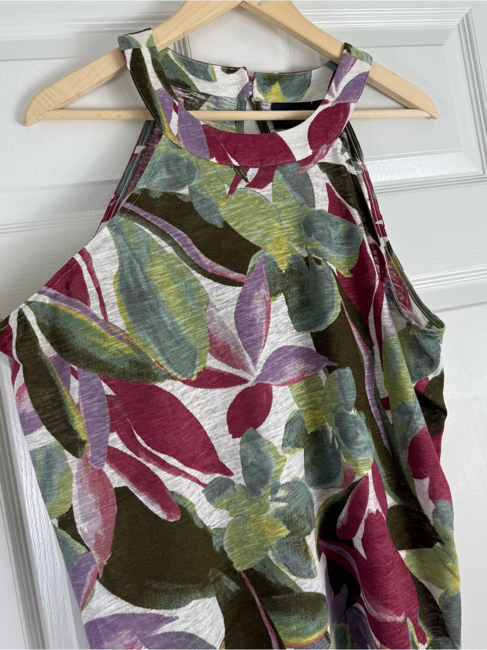 NWT Tahari Floral Linen Blend Tank -Olive, Mauve, Burgundy, Cream  1X